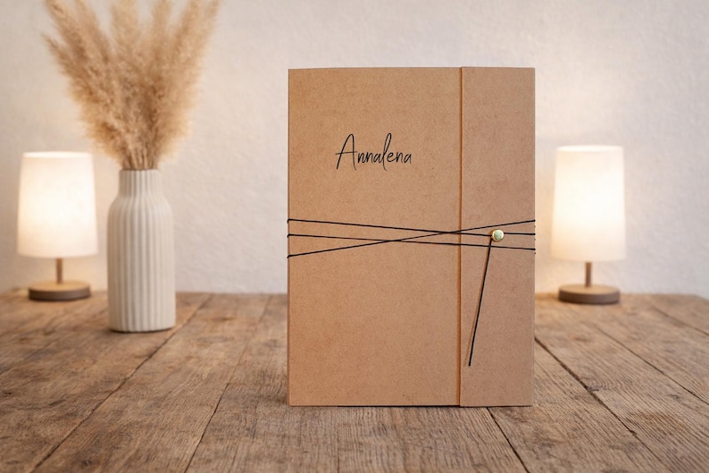 Personalized notebook with cover & lacing / handmade stationery / individual diary or journal **special gifts** image 1
