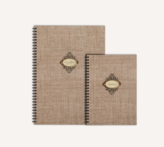 Personalized vintage hardcover book • handmade notebook journal with textile cover • guest book, journal, special gift