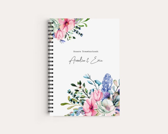 Personalized A5 Notebook, Cover Watercolor Flowers, Floral | Dot Grid - Lined or Blank *Special Gifts*