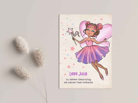 Children's birthday card "Fairy Greetings" - personalized with name