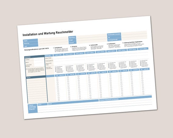 Legally compliant smoke alarm installation and maintenance protocol for tenants, landlords or installers, digital template for printing