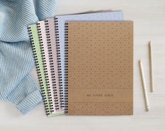 Personalisiertes Notizbuch / Ringbuch A4 individuell | 100 Seiten | sanfte Farben | handgefertigt