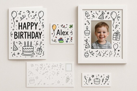 Party Doodles Clipart • digital graphic files • for plotters, cards, invitations, scrapbooking & DIY decoration