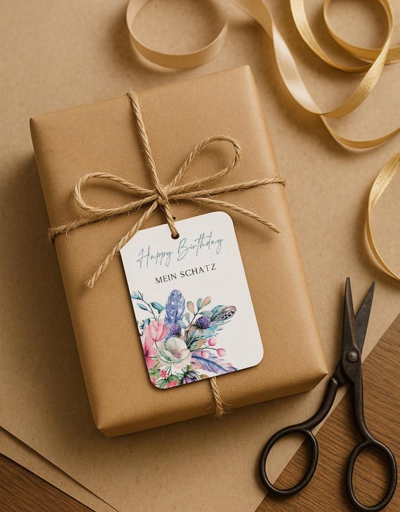 Gift tag cards to print • digital PDF with form field • floral, customizable & can be printed as often as you like