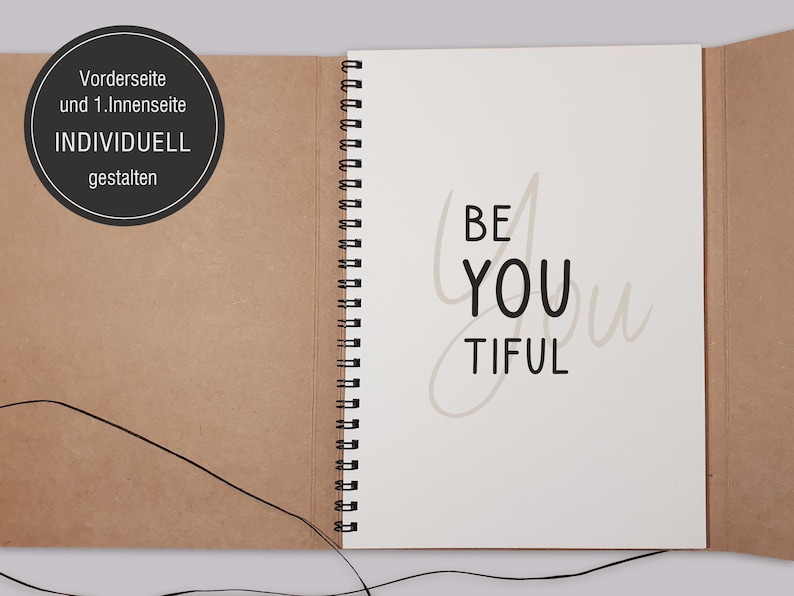 Personalized notebook with cover & lacing / handmade stationery / individual diary or journal **special gifts** image 9