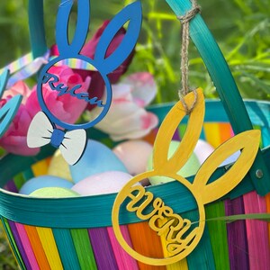 Personalized Easter Basket Name Tag, Easter Bunny Name Tags, Custom Wooden Easter Tags, Easter Gift Tags