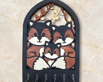 Cute Foxes Arch Key Hanger or Decor, House Warming Gift, Fox Lovers Gift