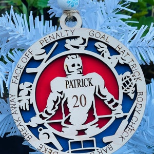 Personalized Hockey Ornament, Hockey Ornament, 2024 Ornament, Sports Ornament, Holiday Ornament, Custom Ornament, Hockey Team Ornament