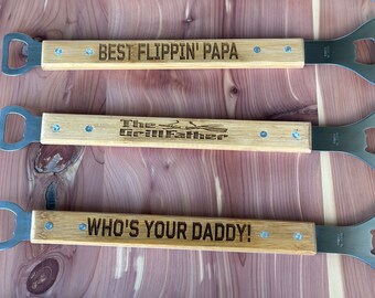 Personalized BBQ Spatula with Bottle Opener, Personalized Barbecue Grilling Accessory Gift, Father's Day Gift, Custom Gift for Dad
