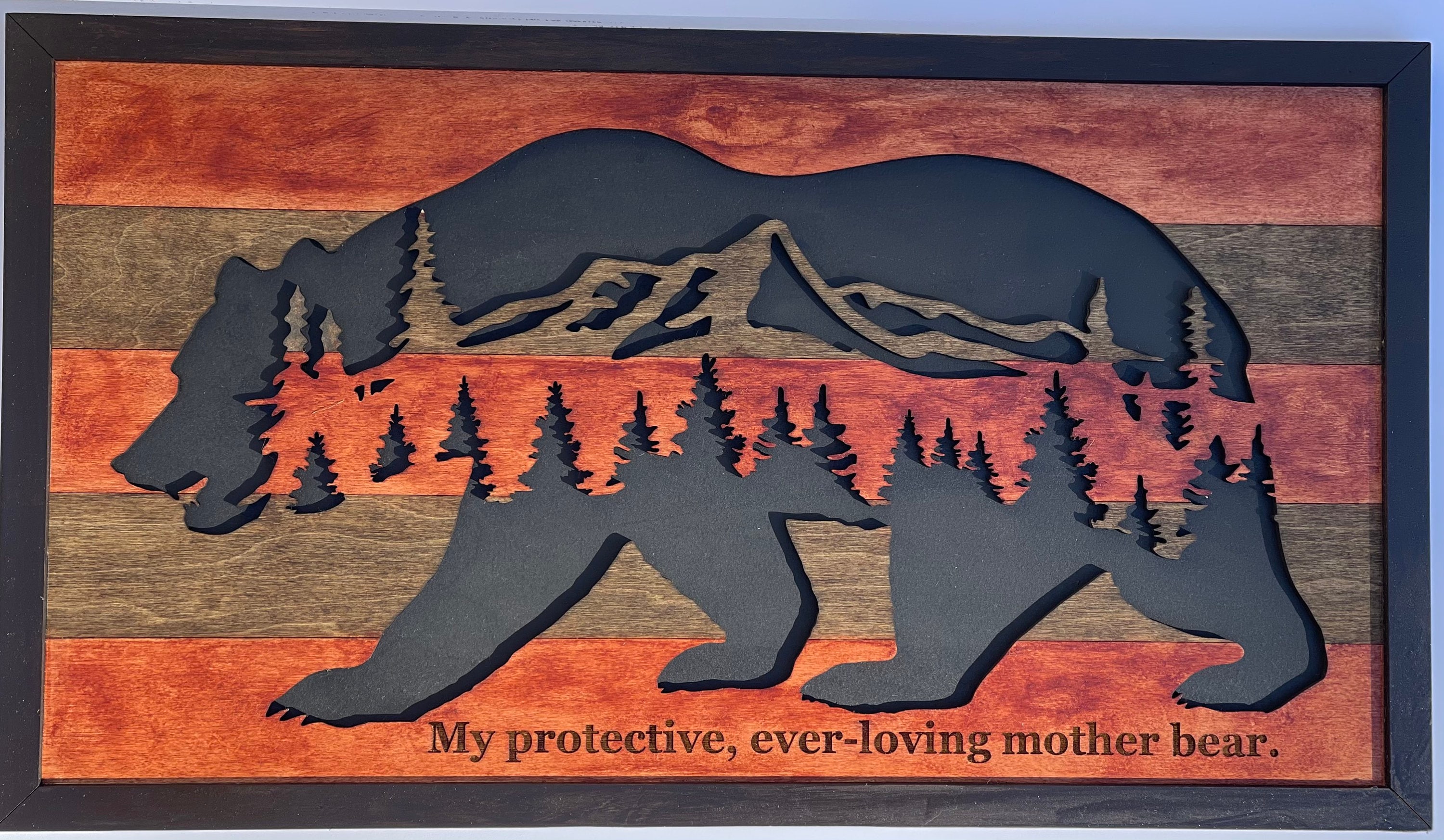 Bear Wooden Mountain Bear Wall Décor Wooden Bear and Etsy