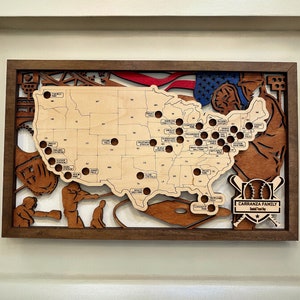Baseball Stadium Map, MLB Stadium Map, Travel Home Decor, Baseball ...