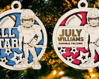 Personalized Football Ornament, Sports Ornament, Sports Ornament, Personalized Christmas Ornament, Sports Medal, Custom Football Ornament