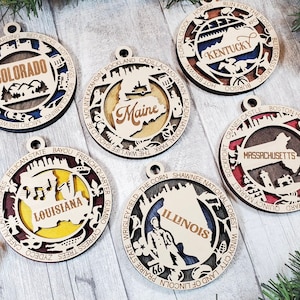 State Ornaments, 2024 Holiday Ornaments, Unique State Ornament, Unique Holiday Gift, Christmas State Ornament