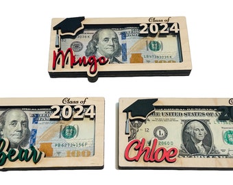 Personalized Graduation Money Gift Holder, Custom Gift For Graduation, Graduation Cash Holder, Class of 2024 Gift, Gift for Grad Student