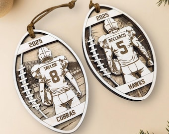 Personalized Football Ornament • Custom Jersey Name & Number • Senior Night Gift • Football Player Christmas Ornament • Team Gift • Sports