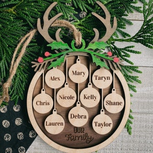 Personalized Family Christmas Ornament, 1-15 names family ornament, 2023 Family Ornament, Holiday Family Ornament, Christmas Family Ornament