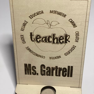 Teachers Appreciation Gift, Keepsake, Apple Phone Stand, Personalized Teacher Cellphone Holder, Personalized Phone Stand, Wood Phone Holder