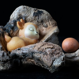 Driftwood Sculpture w/ Cute Deer
