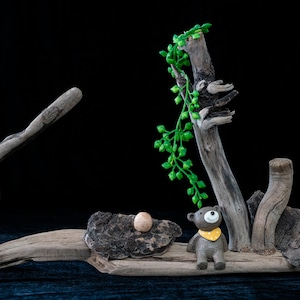 Driftwood Sculpture w/ Cute Bear