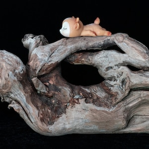 Driftwood Sculpture w/ Cute Deer