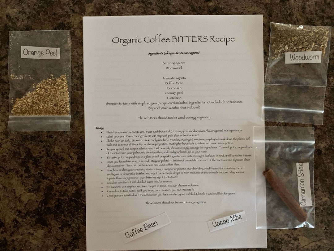 DIY Organic COFFEE Homemade Bitters Kit Aromatic Organic Bitters Etsy