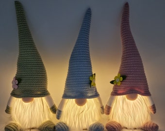 Light up Cute Pastel Gonk | Night light | New home | Flower Hat Light Up | Pink Green Blue Gonk | Gift Ideas | Christmas | Easter