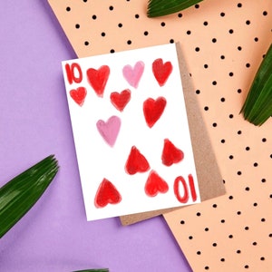 Postkarte • Herz 10 •  Karten  | Herz   | pikdame  | Kartenspiel | Geburtstagskarte | Freundschaft