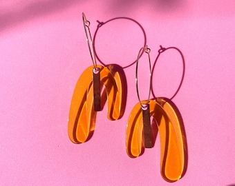 Ohrringe Clear Orange  • BOHO Gold • 14K Gold | | Unikat | Ohrring | Creolen |