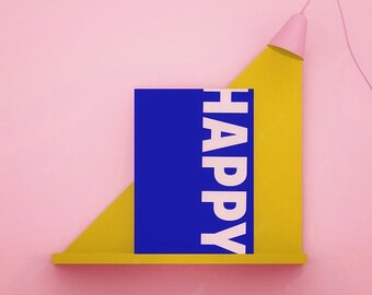 Postkarte • Happy • Karten  | Blau | rosa | Pastel  | Positiv | lustig  | coole Postkarten | Glücklich | Geburtstag | Glückwunsch