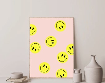 Poster "Flying Smiley soft" | Prints | Art | Emoji | Yellow | Laughing | Funny | Positive | Colorful | Vibrant | Bright print | Cheerful