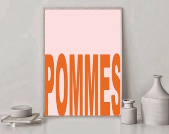 Poster "French Fries" | Retro | Art | Fries | Entrance area | food | fries | French fries | Colorful burger | Fries | Ketchup