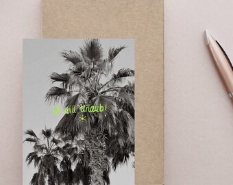 Postkarte „ ich will Urlaub “ | Retro| Sommer | Urlaub | Black white | Summer vibes | | Grußkarte | Neon