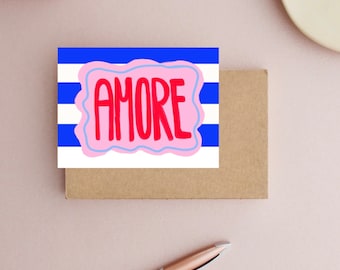 Postkarte • Amore    •| Karten  | coole Postkarten  | Streifen  | liebe