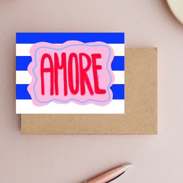 Postkarte • Amore    •| Karten  | coole Postkarten  | Streifen  | liebe