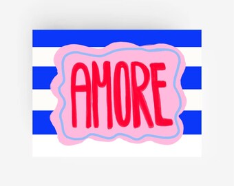 Postkarte • Amore    •| Karten  | coole Postkarten  | Streifen  | liebe