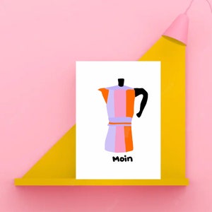 Postkarte „ Moin „ | Kaffee | Coffeelover | Van | Kaffeekanne | Retro | Grußkarte