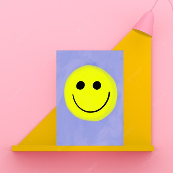 1 Postkarte • Smiley Smile • Karten  | gelb | Lila | Pastel  | Positiv  | pastell | Emoji | coole Postkarten | lachen | Optimismus