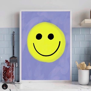 Poster &quot;smiley smile | Prints | Art | Yellow | Purple | laugh | smiley | Colorful | Colorful print Happy | smile
