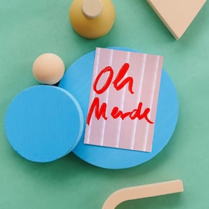 Postkarten • Oh Merde • Karten  | Rose | rosa | Pastel  | Positiv  | lustig  | coole Postkarten | fluchen | witzige Karte | Geburtstag