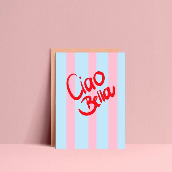 Postkarte „ Ciao Bella“  | Grußkarte | Streifen | bunt