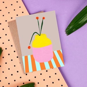 Postkarte • Mio Vaso fresh •   Karten  | dots   | streifen  | bunt | Geburtstagskarte | Freundschaft