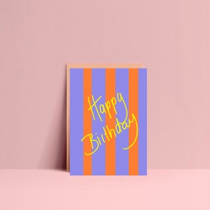 Postkarte • Happy Birthday • Karten  | gestreift  | Positiv  | bunt | zum Geburtstag | Ute Arnold