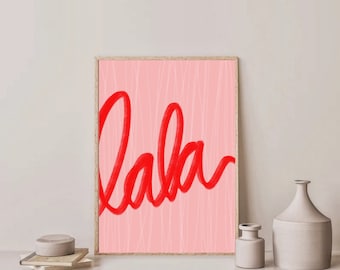 Poster "lalala" | Art print | Happy | positive | singing | saying | pink | rose | red | soft | art print | design | song | colorful | motto