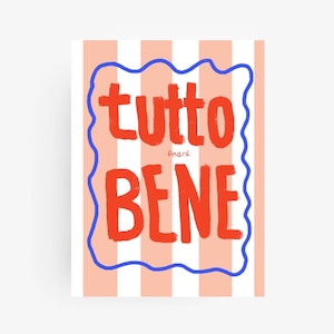 Postkarte „ Tutto Bene “  | Grußkarte | Streifen | bunt | Italien
