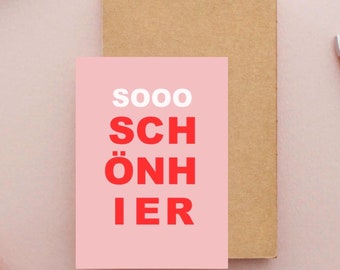 Postkarte • sooo schön hier •| Karten  | coole Postkarten | bunt  | rot rosa