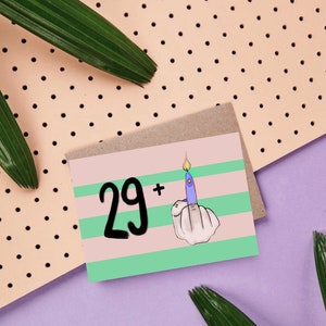 Postkarte • zum 30. Geburtstag • 40 | lustige Postkarten | bunt  | gestreift | Stinkefinger | Karte | Mittelfinger | Happy Birthday