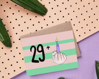 Postcard • for 30th birthday • 40 | funny postcards | colorful | striped | Stinky fingers | map | Middle finger | happy Birthday