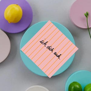 Ich  dich auch | Postkarte  | quadratisch | bunt | Liebe