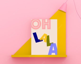 Postkarte • OH Lala • Karten  | Blau | rosa | Pastel  | Positiv | lustig  | coole Postkarten | Glücklich | Geburtstag | Glückwunsch