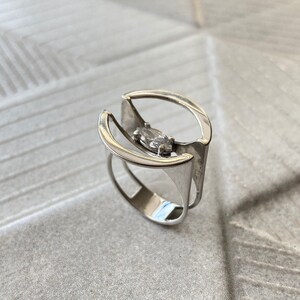 925 Silver Ellipse Statement Ring, Unusual Ring, Geometric Silver Statement Ring, Unique Modern Ring, Gift for her, Women Jewelry